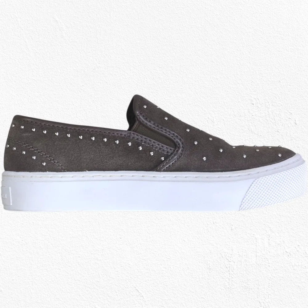 Coach Cameron Studded Suede Slip-On Platform Sneakers Fatigue Brown 5M EU 35 - Picture 5 of 16